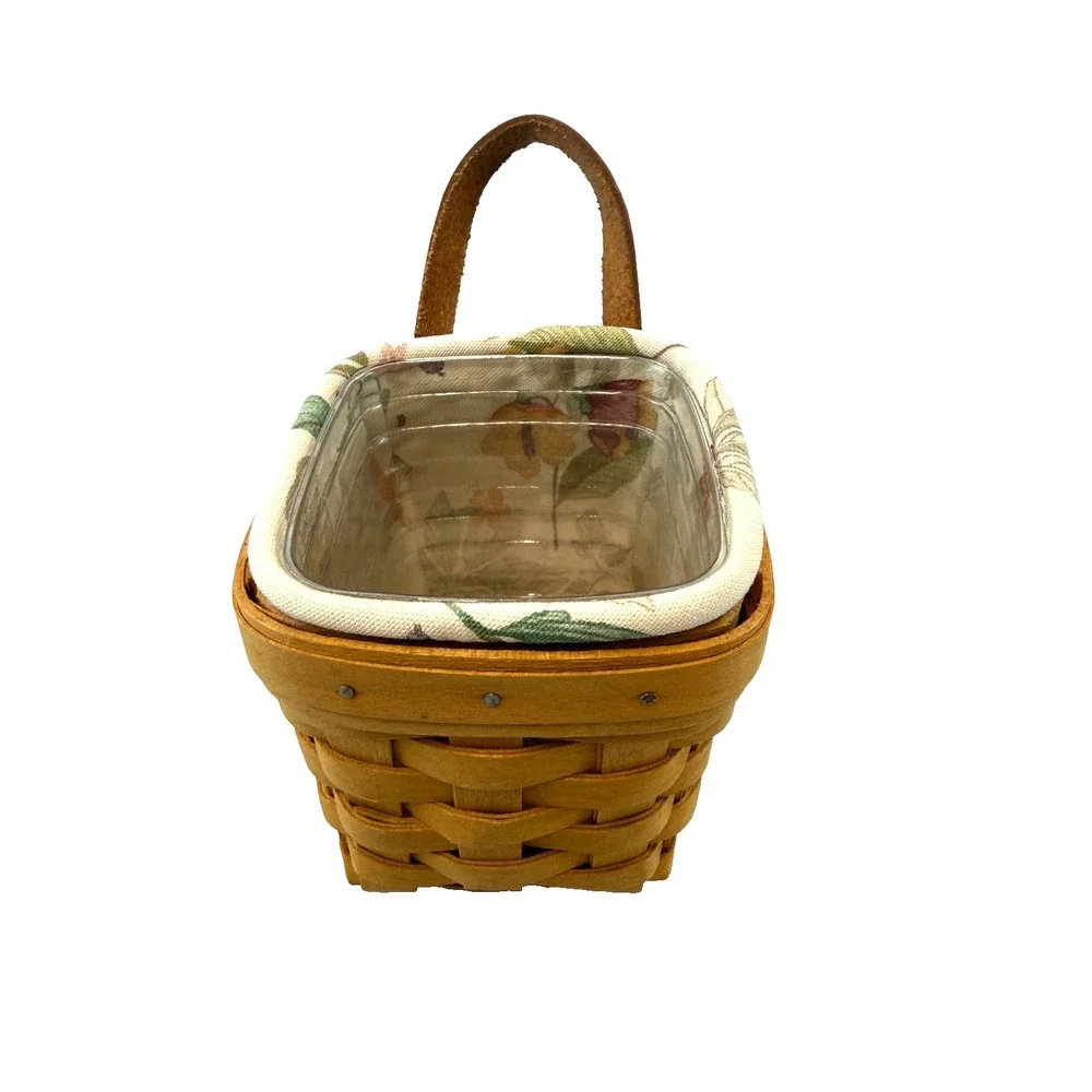 1996 Longaberger Chives Basket w/Botanical Fields Liner & Protector
